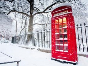 British Red Telephone Booth in the Snow - Greater London, UK