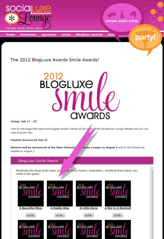 Vote for "A Daddy Blog" at BlogHer's 2012 BlogLuxe's Slow-Churned SocialLuxe Lounge Awards (click here)