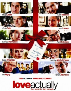 DVD cover for Love Actually featuring Hugh Grant, Liam Neeson, Colin Firth, Alan Rickman & Martin Freeman