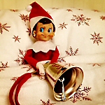 The Elf on the Shelf holding My Daughter's Polar Express Bell - Thumbnail