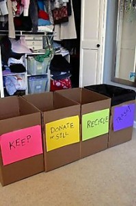 boxes for clearing closet clutter